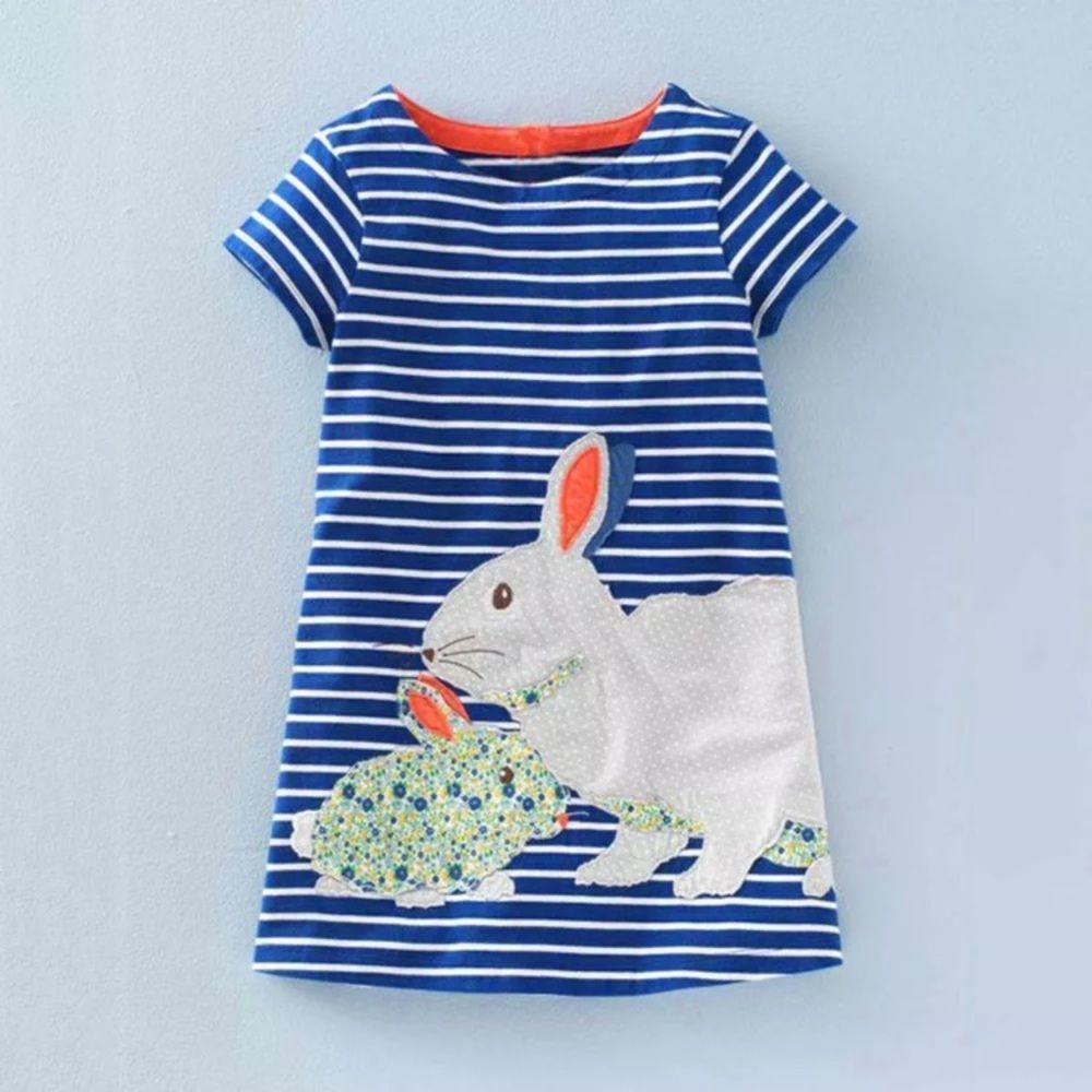 Embroidered Bunny Rabbit Dress Easter Spring - Picture 3 of 7